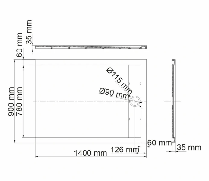 Душевой поддон WasserKRAFT Neime 140x90 см черный 19T36 (детальная фотография), низкие до 15 см