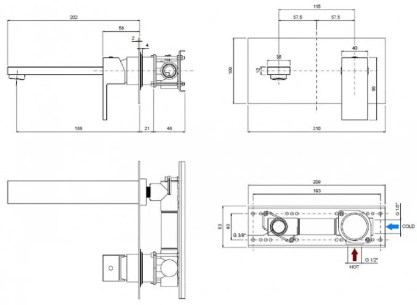 Смеситель для раковины Cezares Unika золото UNIKA-BLI1-03/24 (детальная фотография), для раковины