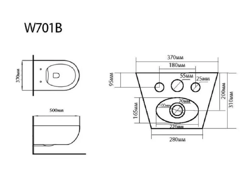 Биде подвесное Black&White Universe белое 701BW00 (детальная фотография), современные, hi-tech