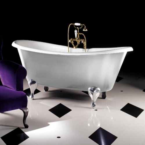 Ванна чугунная Devon & Devon Admiral 182х81 см два отверстия под смеситель, ножки алюминий полированный 2MRADMIRALFPSCRDD (детальная фотография)