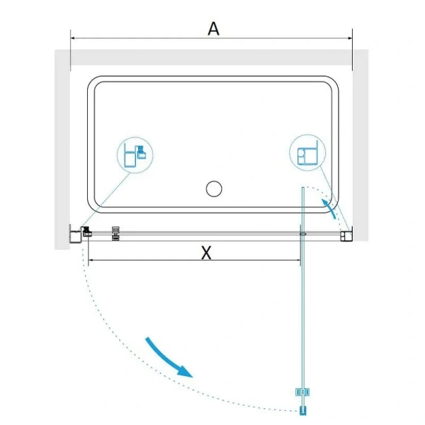 Душевая дверь в нишу RGW Passage PA-105 80 см регулируемый профиль 410810508-11 (детальная фотография), современные, hi-tech