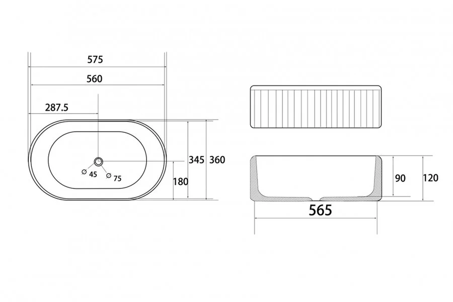 Раковина Abber Bequem 60 см белая матовая AC2116MW (детальная фотография), современные, hi-tech