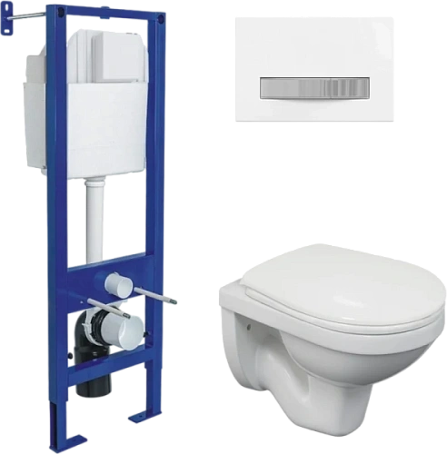 Унитаз с инсталляцией Berges Gamma клавиша белая/хром глянец - фото 3