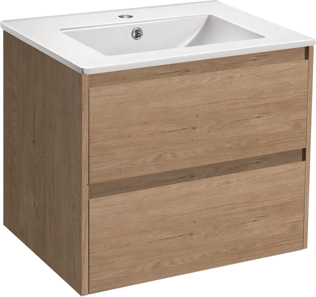Тумба под раковину подвесная Vincea Gio 60 см N.Oak VMC-2G600NO (детальная фотография), современная, hi-tech
