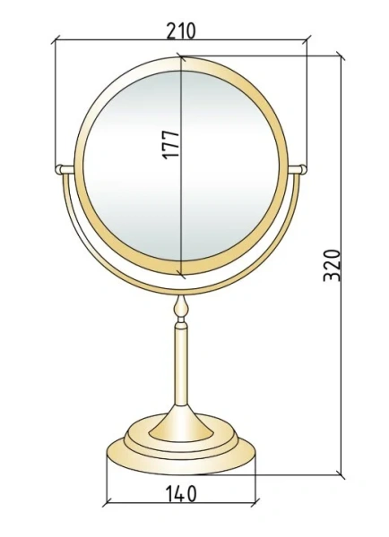 Зеркало Boheme Imperiale 21 см золото 504 (детальная фотография), в наличии