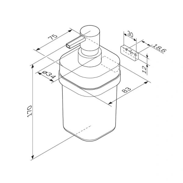 Дозатор для мыла Am.Pm Func черный матовый A8F36922 (детальная фотография), современные, hi-tech
