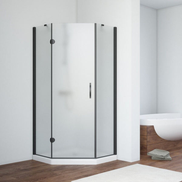 Душевой уголок профиль черный глянцевый стекло шиншилла Vegas-glass AFA-Pen 90 02Г 02 L (детальная фотография)