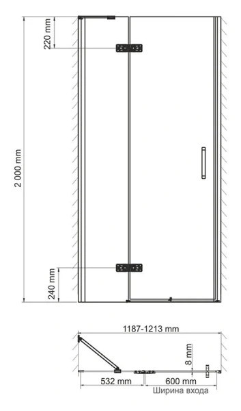 Душевая дверь WasserKRAFT Aller 120 см правая 10H05R (детальная фотография), прозрачные