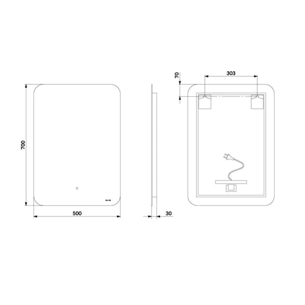 Зеркало с подсветкой Am.Pm X-Joy 50 см прямоугольное M85MOX10501S1 (детальная фотография), нет в наличии