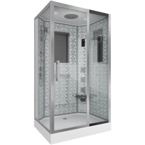 Душевая кабина Niagara Luxe 7711 120х80 см хром/золото (детальная фотография), с раздвижными дверьми