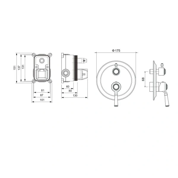 Смеситель для душа Акватек Классик золото AQ1546PG (детальная фотография), для душа