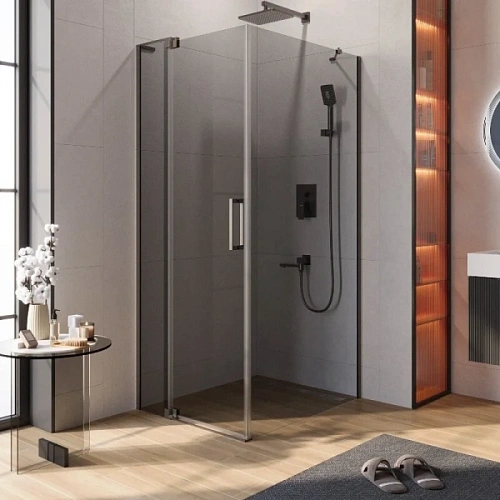 Душевой уголок Cezares Slider 90х90 см стекло серое профиль оружейная сталь - фото 10