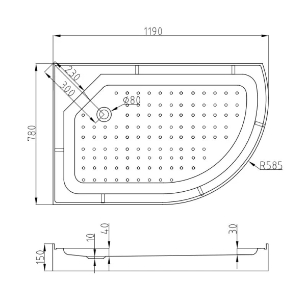 Душевая кабина Deto L 120x80 см правосторонняя L902RGM+EL (детальная фотография), со средним поддоном