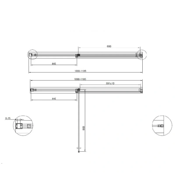 Душевая дверь в нишу Cezares Urban 110 см профиль хром URBAN-B-12-110-C-CR (детальная фотография), 110 см
