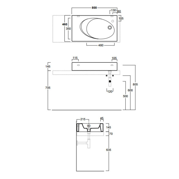 Схема (детальная фотография), накладные (на столешницу)
