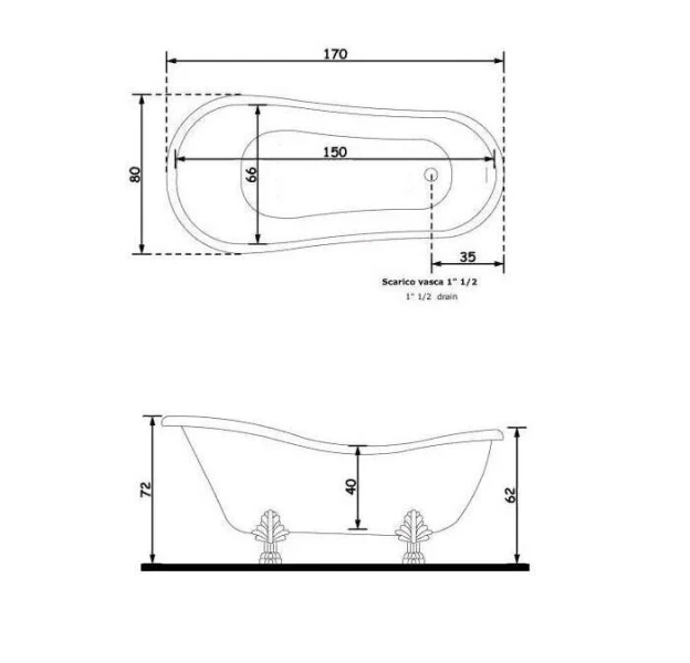 Ванна Galassia Ethos 8496 белая,170 х 80 см (детальная фотография), акриловые
