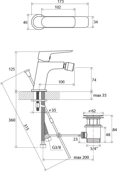 Смеситель для биде Ravak Classic хром X070082 (детальная фотография), хром