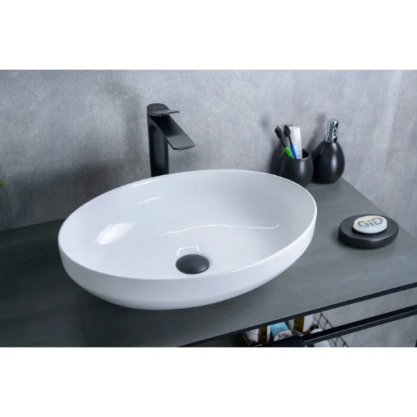 Раковина GID Lago D1469 50 см белая 51196 (детальная фотография), накладные (на столешницу)