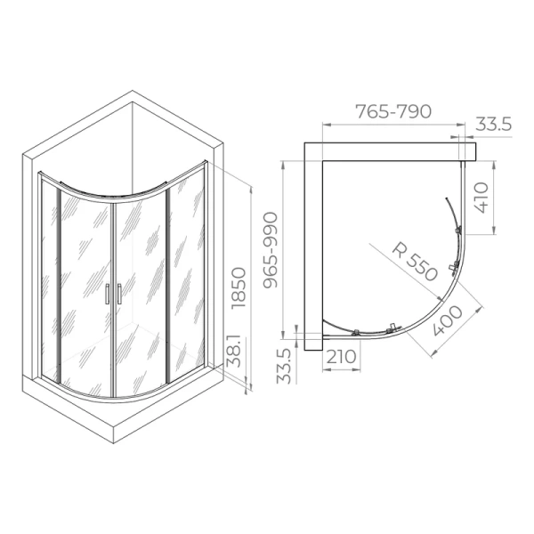 Душевой уголок RGW Passage PA-61 100х80 см прозрачное стекло 41086180-11 (детальная фотография), современные, hi-tech
