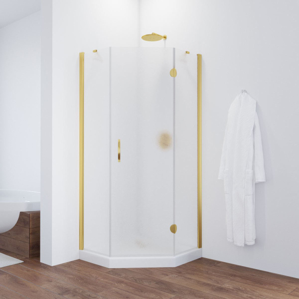 Душевой уголок профиль золотой стекло шиншилла Vegas-glass AFA-Pen TUR NOVO 90 09 02 R (детальная фотография)