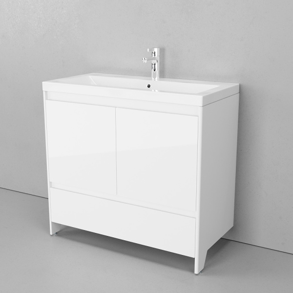 Тумба под раковину напольная Velvex Klaufs 88 см белая tnKLA.90.2D.1Y-616.216 (детальная фотография), современная, hi-tech