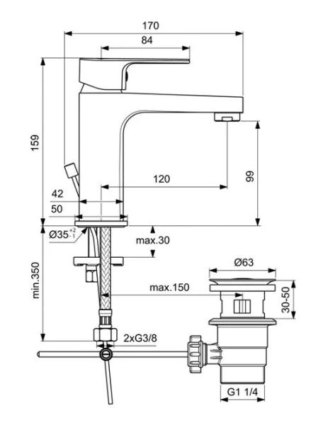 Смеситель для раковины Ideal Standard Cerafine D хром BC491AA (детальная фотография), для раковины