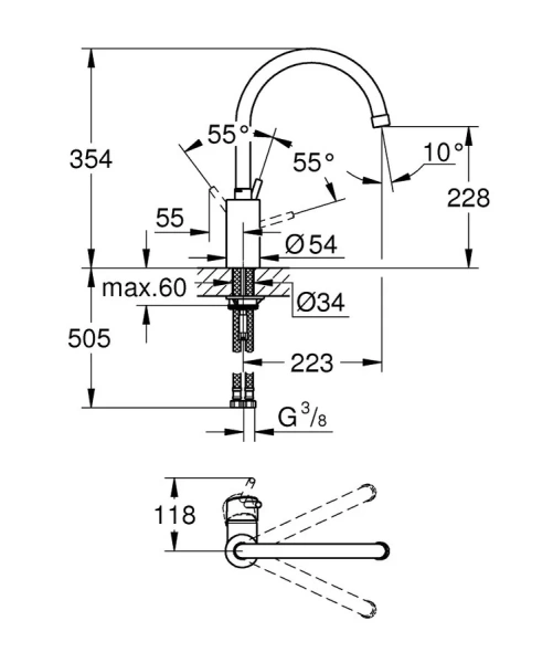 Смеситель для кухни, суперсталь, Grohe Concetto 32661DC1 (детальная фотография), для кухни