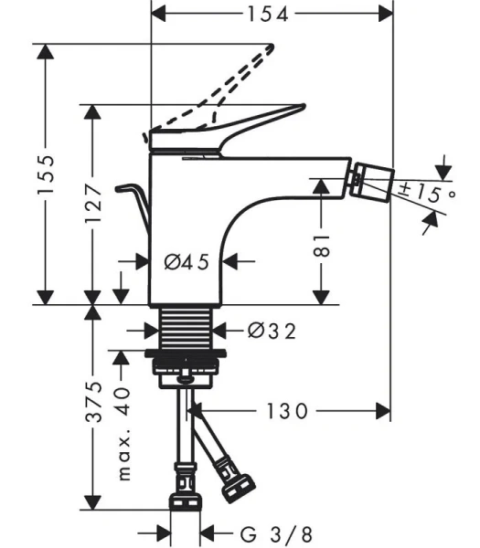 Смеситель для биде Hansgrohe Vivenis белый матовый 75200700 (детальная фотография), для биде