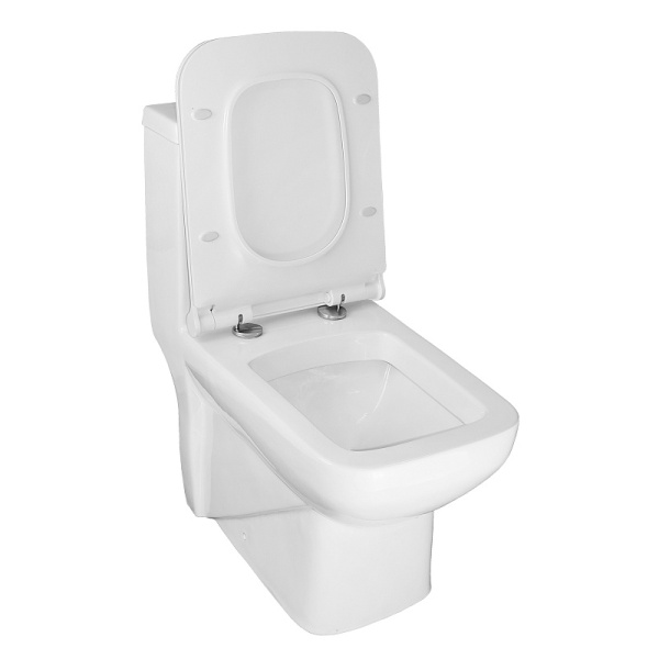 Унитаз моноблок Azario Zeno ободковый AZ-1169 (детальная фотография), сиденье с микролифтом , с антивсплеском, моноблок, низкие