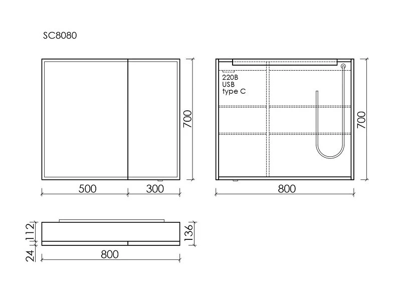 Зеркальный шкаф с подсветкой Sancos Evoke 80 см серый SC8080 (детальная фотография), в наличии