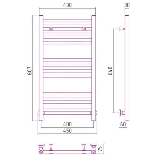 Полотенцесушитель водяной Сунержа Модус 40х80 см сатин 071-0250-8040 (детальная фотография), современные, hi-tech