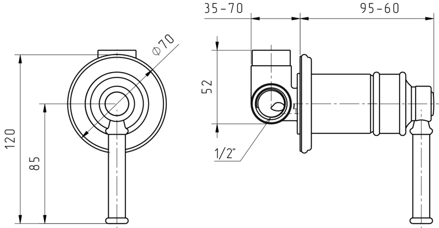 Смеситель для душа Migliore Ermitage Mini золото 31430 (детальная фотография), скрытого монтажа, встраиваемые в стену