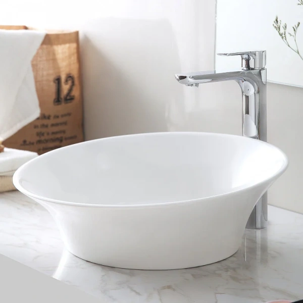 Раковина Abber Stein 46 см белая матовая AS2607 (детальная фотография), накладные (на столешницу), пристенные