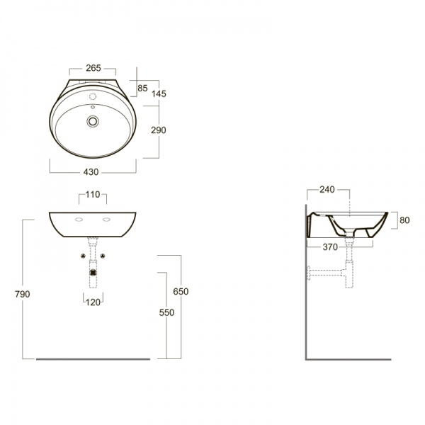 Схема (детальная фотография), подвесные, накладные (на столешницу)