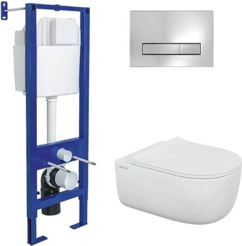 Унитаз с инсталляцией Berges Atom клавиша хром глянец - фото 2