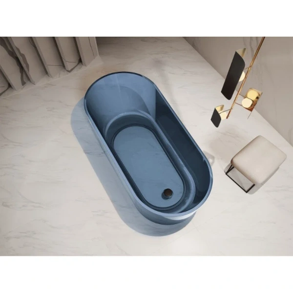 Ванна из полиэфирной смолы Abber Kristall 170x80 см синяя AT9706Saphir (детальная фотография), овальные