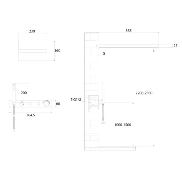 Душевой комплект Abber Rund золото матовое AF8752G (детальная фотография), душевые комплекты, наборы
