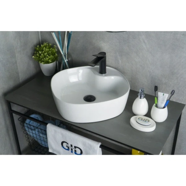 Раковина GID Geometrico N9442 44 см белая 51153 (детальная фотография), 45 см