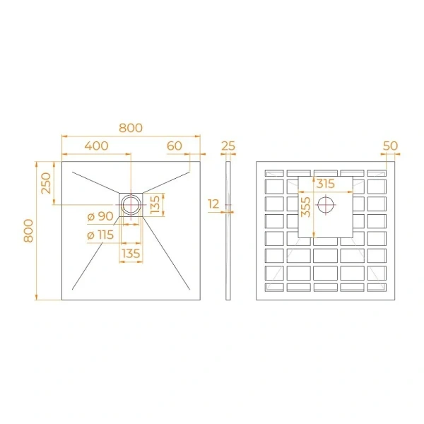 Душевой поддон RGW Stone Tray-G 80x80 см графит 14152088-02-11 (детальная фотография), недорогие