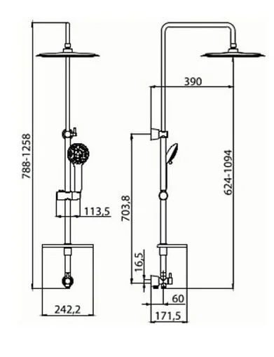 Душевая стойка Lemark хром LM8802C (детальная фотография), современные, hi-tech