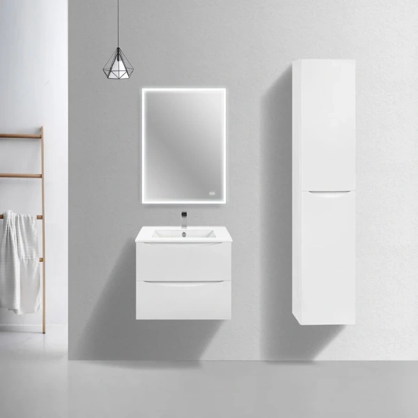 Тумба под раковину подвесная Vincea Mia Slim 60 см белый глянец VMC-2MC600S1GW (детальная фотография), современная, hi-tech