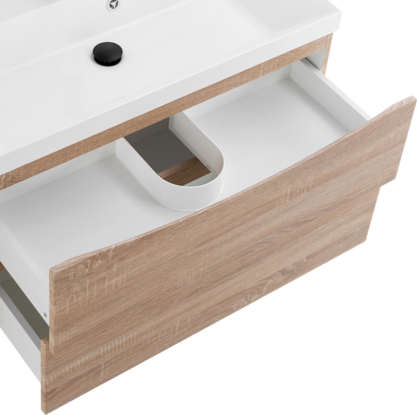 Тумба под раковину подвесная BelBagno Marino 80 см Rovere Bianco MARINO-800-2C-SO-WO-P (детальная фотография), под дерево