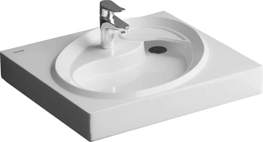 Раковина над стиральной машиной Grossman Alvaro 60 см литьевой мрамор 1605501 (детальная фотография), над стиральной машиной, пристенные