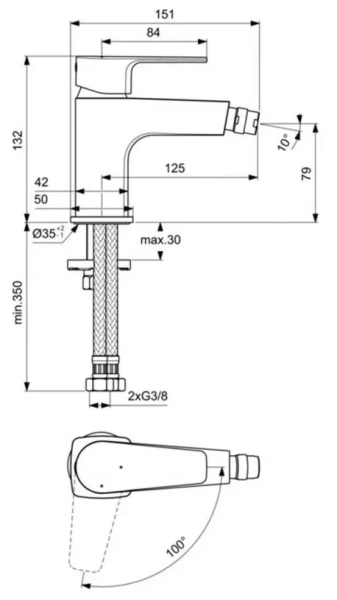 Смеситель для биде Ideal Standard Cerafine D хром BC746AA (детальная фотография), для биде
