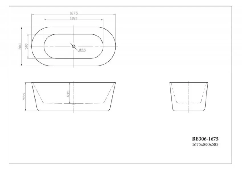 Ванна акриловая BelBagno 167х79 см белая BB306-1675 (детальная фотография), акриловые
