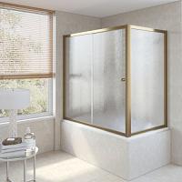 Душевая шторка на ванную профиль бронза стекло шиншилла Vegas-glass