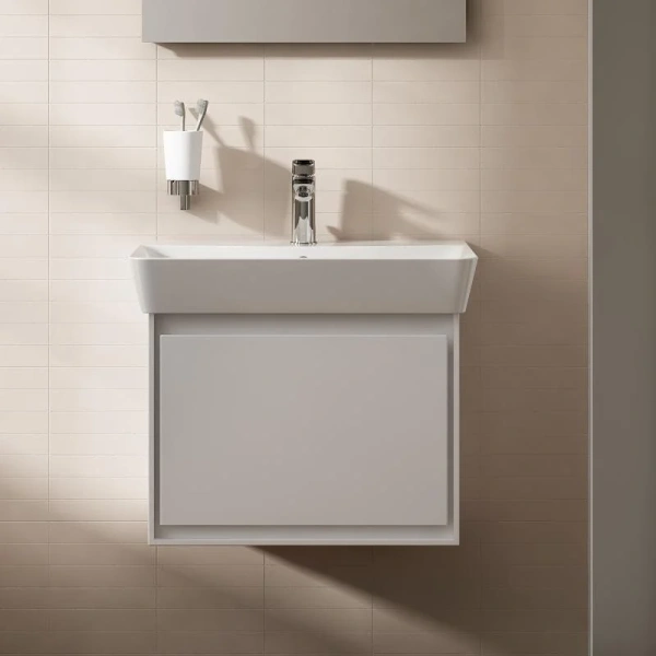 Тумба с раковиной подвесная Ideal Standard Connect Air E0846 53 см с 1-м ящиком (детальная фотография), современная, hi-tech