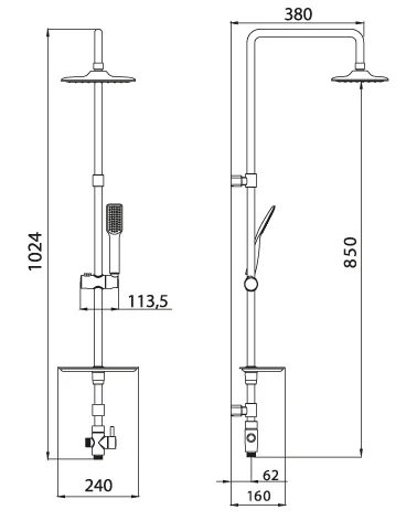 Душевая стойка Lemark хром LM8804C (детальная фотография), современные, hi-tech