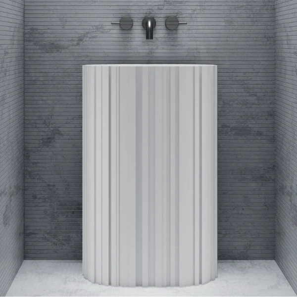 Раковина напольная Abber Stein 60 см белая матовая AS2551-H (детальная фотография), современные, hi-tech