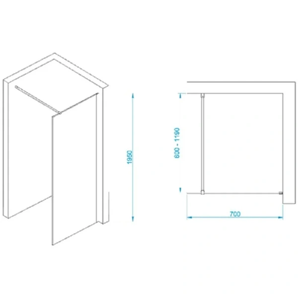 Душевая перегородка RGW Walk In 35100207 70 см алюминий (детальная фотография), современные, hi-tech